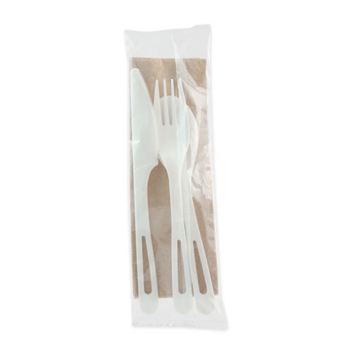 Picture of Tpla Compostable Cutlery, Knife/fork/spoon/napkin, 6", White, 250/carton