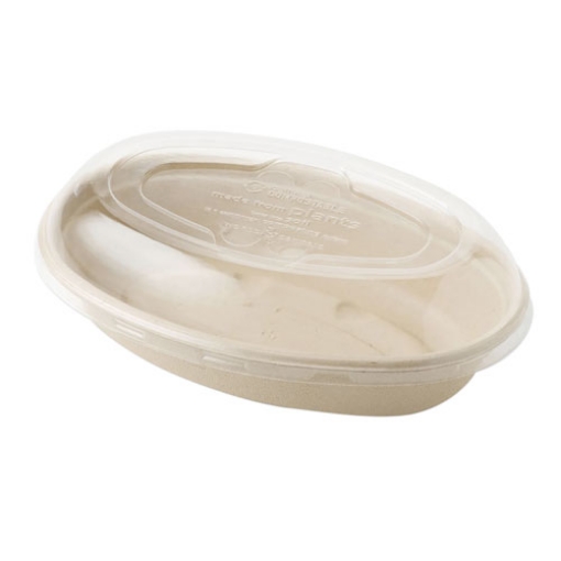 Picture of PLA Lids for Fiber Burrito Bowls, 8" Diameter, Clear, Plastic, 400/Carton