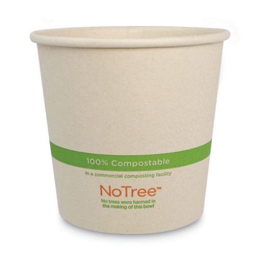 Picture of No Tree Paper Bowls, 24 oz, 4.4" Diameter x 4.5"h, Natural, Sugarcane, 500/Carton