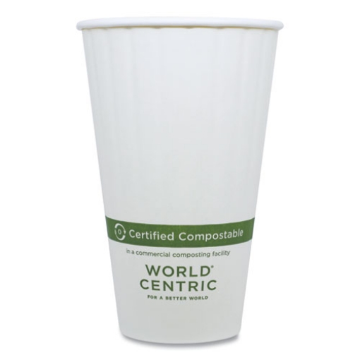 Picture of Double Wall Paper Hot Cups, 16 oz, White, 600/Carton