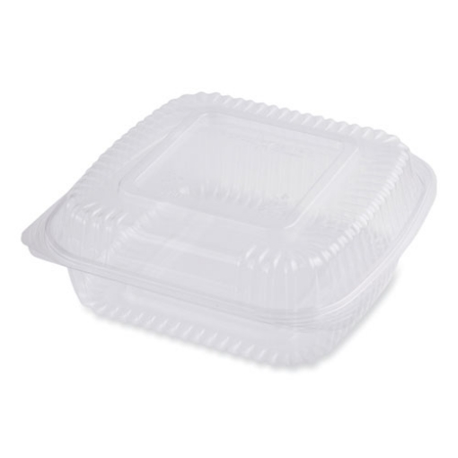 Picture of pla hinged clamshells, 46 oz, 8.3 x 8.6 x 3.1, clear, plastic, 300/carton