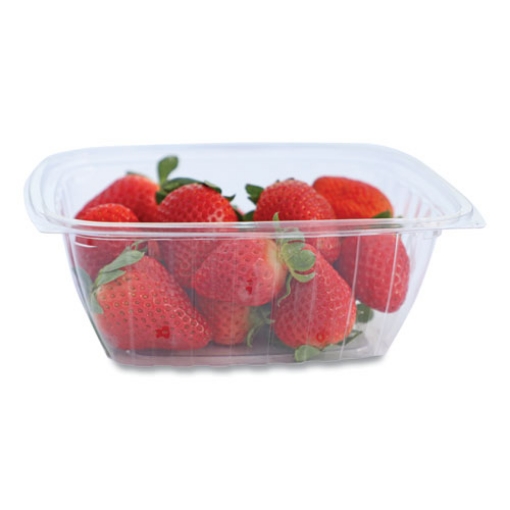 Picture of PLA Rectangular Deli Containers, 32 oz, 6.1 x 7.6 x 2.8, Clear, Plastic, 600/Carton