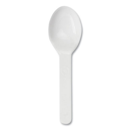 Picture of PLA Compostable Cutlery, Tasting Spoon, White, 3,000/Carton