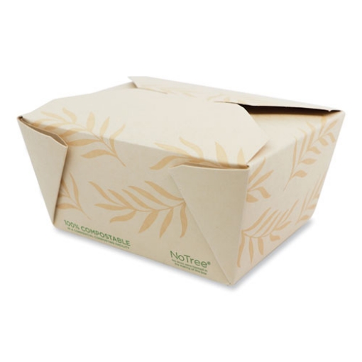 Picture of no tree folded takeout containers, 26 oz, 4.2 x 5.2 x 2.5, natural, sugarcane, 450/carton