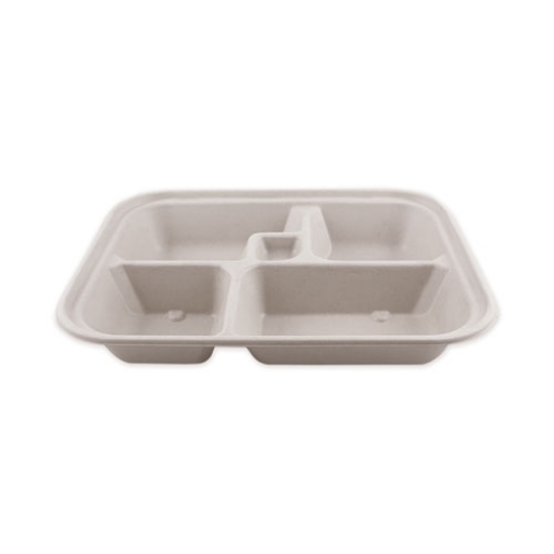 Picture of Fiber Bento Box Containers, 5-Compartment, 11.8 x 9.4 x 2, Natural, Paper, 300/Carton