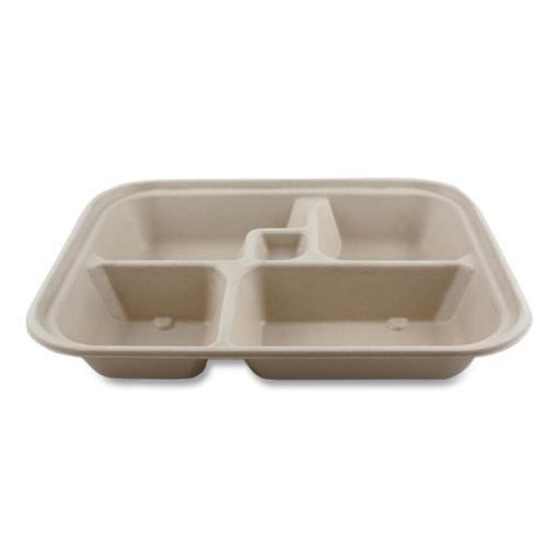 Picture of Fiber Containers, Bento Box, 5-Compartment, 12 x 9.5 x 2, Natural, Paper, 300/Carton