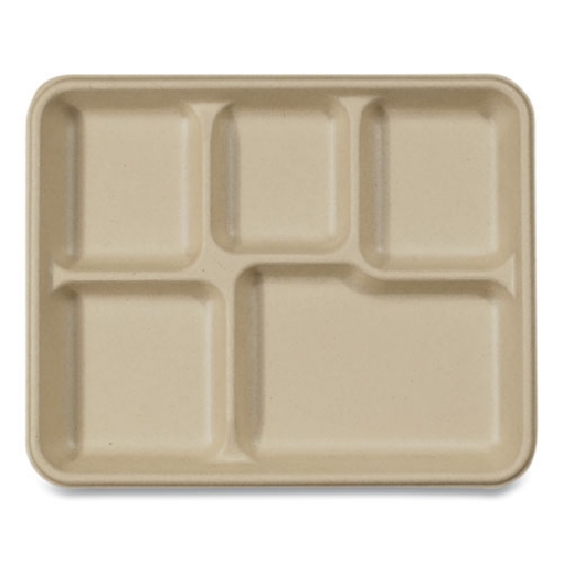 Picture of Fiber Trays, School Tray, 5-Compartments, 8.5 x 10.5 x 1, Natural, Paper, 400/Carton