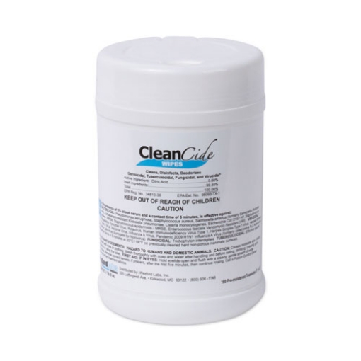 Picture of CleanCide Disinfecting Wipes, 1-Ply, 6.5 x 6, Fresh Scent, White, 160/Canister