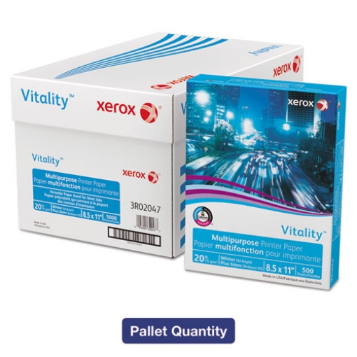 Picture of Vitality Multipurpose Print Paper, 92 Bright, 20 lb Bond Weight, 8.5 x 11, White, 500/Ream, 10 Reams/Ct, 40 Cartons/Pallet