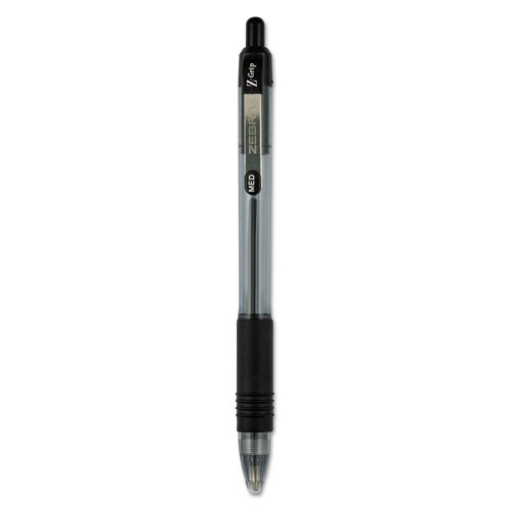 Picture of Z-Grip Ballpoint Pen, Retractable, Medium 1 mm, Black Ink, Clear/Black Barrel, 24/Pack