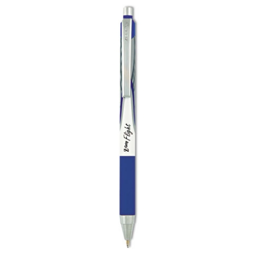 Picture of Z-Grip Flight Ballpoint Pen, Retractable, Bold 1.2 mm, Blue Ink, Black/Blue/White Barrel, 12/Pack