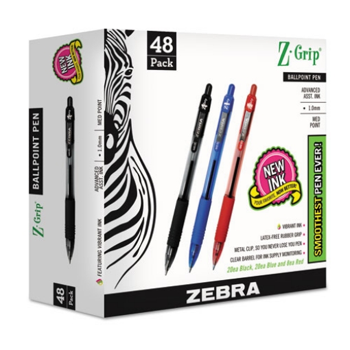 Picture of Z-Grip Ballpoint Pen, Retractable, Medium 1 Mm, Assorted Ink And Barrel Colors, 48/pack