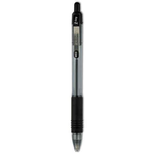 Picture of Z-Grip Ballpoint Pen, Retractable, Medium 1 mm, Black Ink, Clear/Black Barrel, 12/Pack