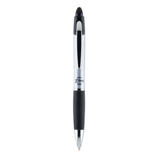 Picture of Z-Grip MAX Ballpoint Pen, Retractable, Medium 1 mm, Black Ink, Silver/Black Barrel, 12/Pack