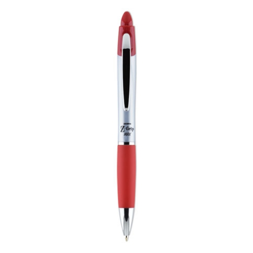 Picture of Z-Grip MAX Ballpoint Pen, Retractable, Medium 1 mm, Red Ink, Silver/Red Barrel, 12/Pack