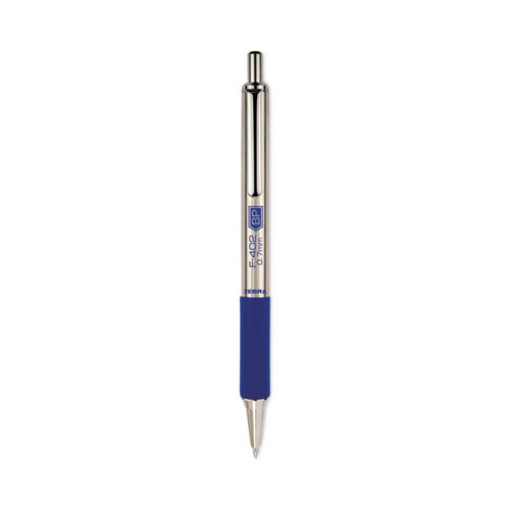 Picture of F-402 Ballpoint Pen, Retractable, Fine 0.7 Mm, Blue Ink, Stainless Steel/blue Barrel, 2/pack