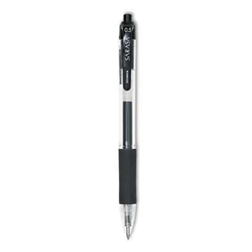 Picture of Sarasa Dry Gel X20 Gel Pen, Retractable, Fine 0.5 mm, Black Ink, Clear/Black Barrel, 12/Pack