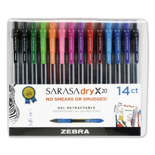 Picture of Sarasa Dry Gel X20 Gel Pen, Retractable, Medium 0.7 Mm, Assorted Ink And Barrel Colors, 14/pack