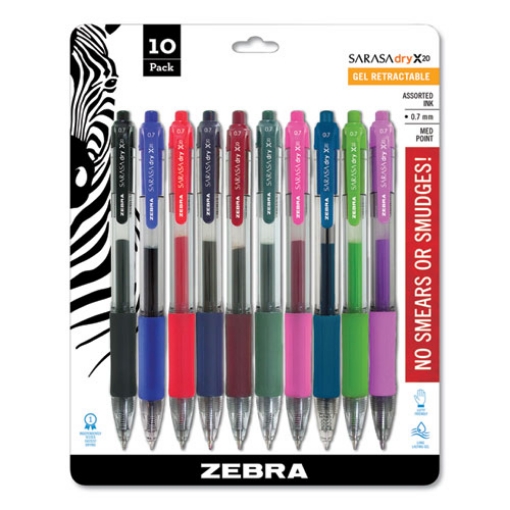 Picture of Sarasa Dry Gel X20 Gel Pen, Retractable, Medium 0.7 Mm, Assorted Ink And Barrel Colors, 10/pack