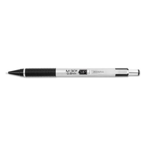 Picture of M-301 Mechanical Pencil, 0.5 mm, HB (#2), Black Lead, Silver/Black Barrel, Dozen