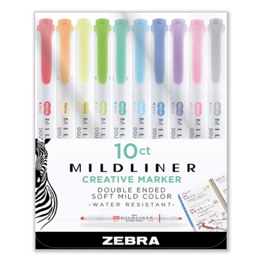 Picture of Mildliner Double Ended Highlighter, Assorted Ink Colors, Bold-Chisel/fine-Bullet Tips, Assorted Barrel Colors, 10/set