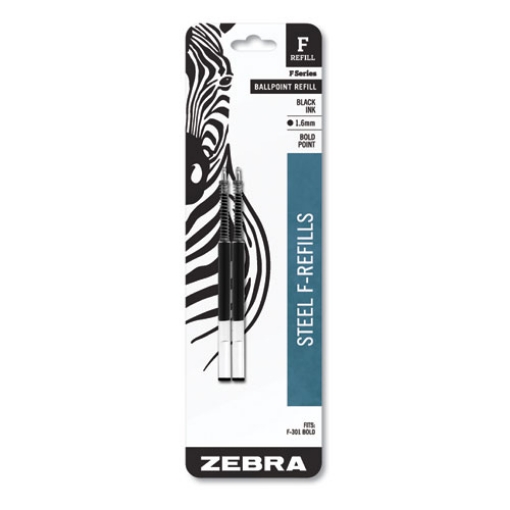 Picture of F-Refill For Zebra F-Series Ballpoint Pens, Bold Conical Tip, Black Ink, 2/pack