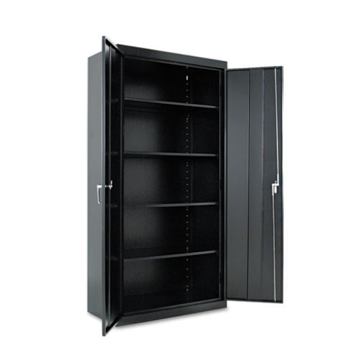 Picture of Assembled 72" High Heavy-Duty Welded Storage Cabinet, Four Adjustable Shelves, 36w X 18d, Black