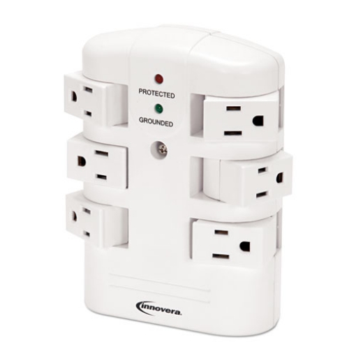 Picture of wall mount surge protector, 6 ac outlets, 2,160 j, white