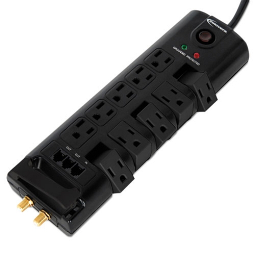 Picture of surge protector, 10 ac outlets, 6 ft cord, 2,880 j, black