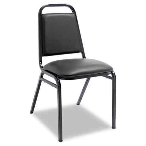 Picture of Padded Steel Stacking Chair, Supports Up to 250 lb, 18.5" Seat Height, Black Seat, Black Back, Black Base, 4/Carton