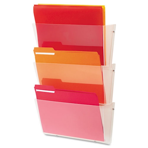 Picture of Unbreakable DocuPocket Wall File, 3 Sections, Letter Size, 14.5" x 3" x 6.5", Clear, 3/Pack