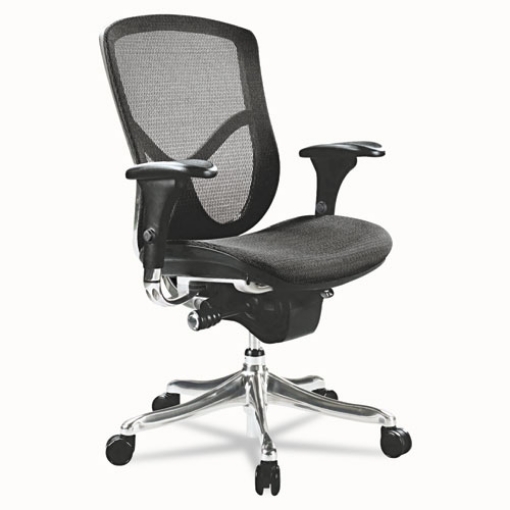 Picture of Alera Eq Series Ergonomic Multifunction Mid-Back Mesh Chair, Supports Up To 250 Lb, Black Seat/back, Aluminum Base