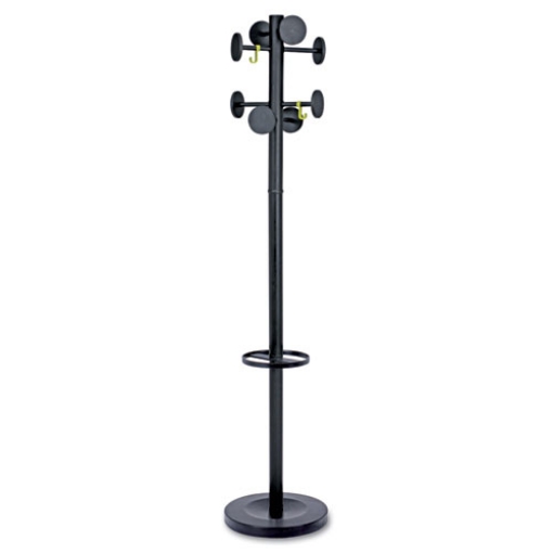 Picture of Stan3 Steel Coat Rack, Stand Alone Rack, Eight Knobs, 15w X 15d X 69.3h, Black