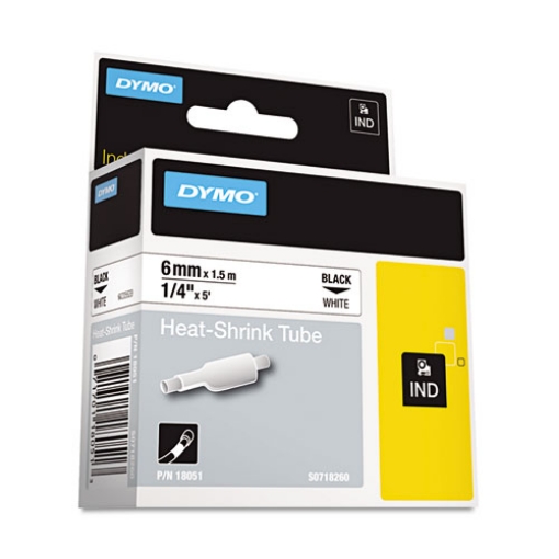 Picture of Rhino Heat Shrink Tubes Industrial Label Tape, 0.25" X 5 Ft, White/black Print