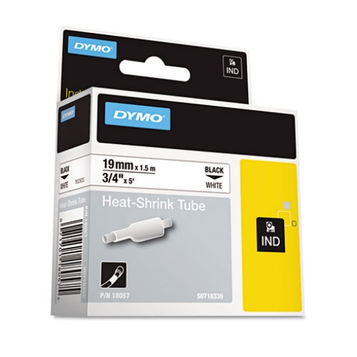 Picture of Rhino Heat Shrink Tubes Industrial Label Tape, 0.75" X 5 Ft, White/black Print