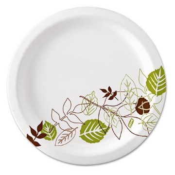 Picture of Pathways Soak-Proof Shield Mediumweight Paper Plates, Wisesize, 6.88" Dia, Green/burgundy, 500/carton