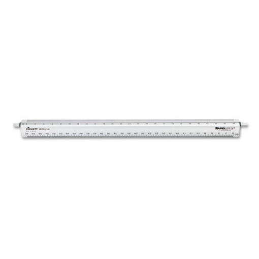 Picture of Adjustable Triangular Scale Aluminum Engineers Ruler, 12", Long, Silver