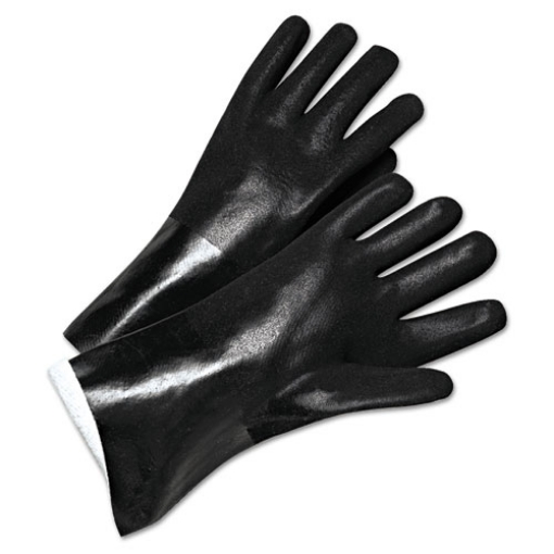 Picture of pvc-coated jersey-lined gloves, 14 in long, black, men's, 12/pack