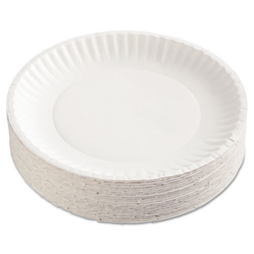 Picture of Paper Plates, 9" Dia, White, 100/pack, 12 Packs/carton
