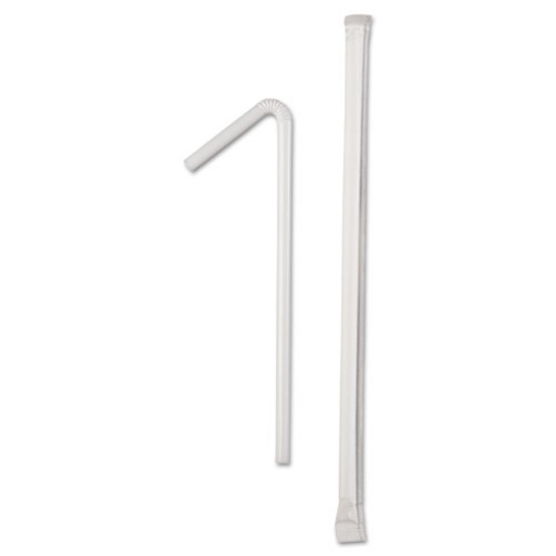 Picture of Wrapped Flex Straws, 7.75", Polypropylene, White, 10,000/carton