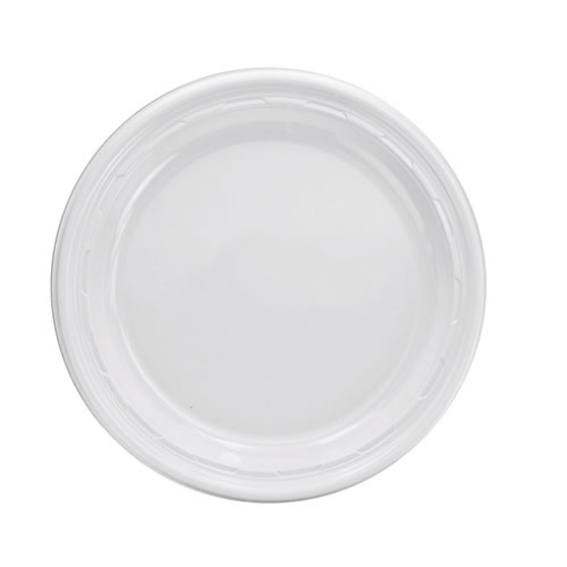 Picture of Famous Service Plastic Dinnerware, Plate, 9", White, 125/pack, 4 Packs/carton