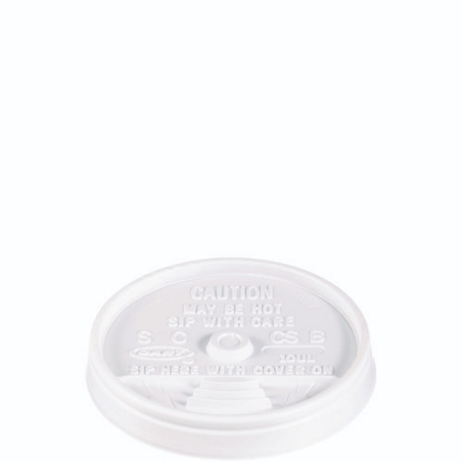 Picture of Sip Thru Lids, Fits 10 Oz To 12 Oz Foam Cups, Plastic, White, 1,000/carton