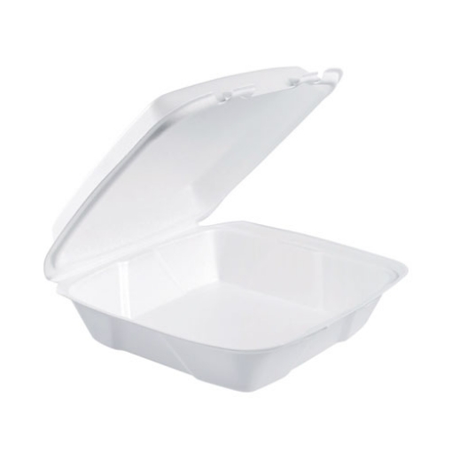 Picture of Foam Hinged Lid Containers, 9 X 9 X 3, White, 200/carton