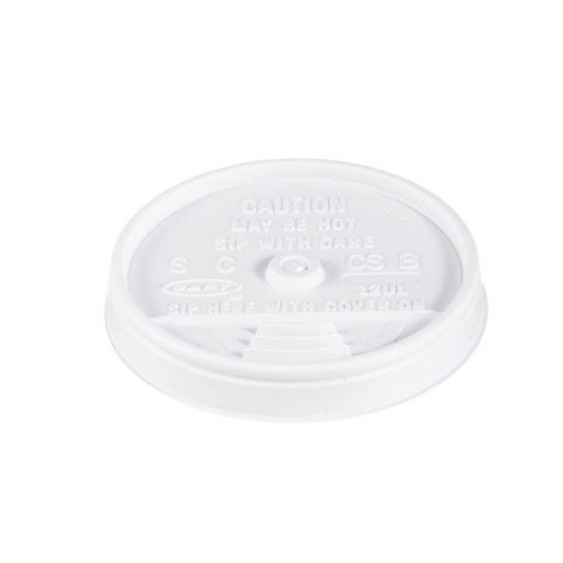 Picture of Sip Thru Lids, Fits 10 Oz To 14 Oz Foam Cups, Plastic, White, 100/pack, 10 Packs/carton