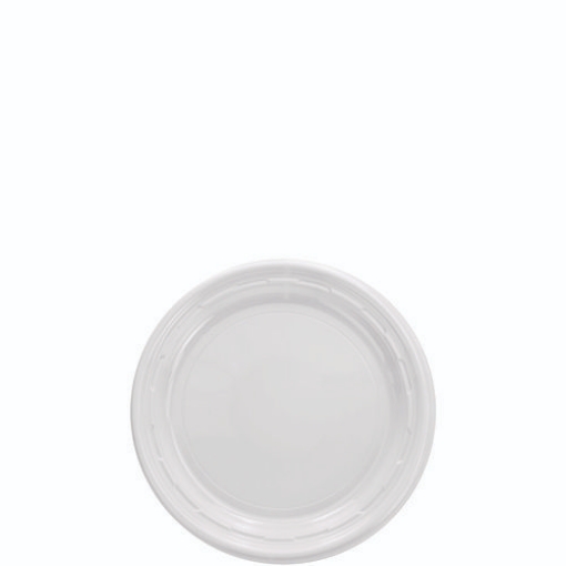 Picture of Famous Service Plastic Dinnerware, Plate, 6" Dia, White, 125/pack