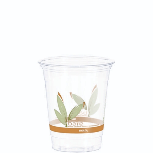 Picture of Bare Eco-Forward Rpet Cold Cups, 12 Oz To 14 Oz, Leaf Design, Clear, Squat, 50/pack