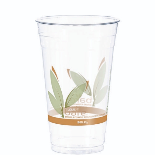 Picture of Bare Eco-Forward Rpet Cold Cups, 24 Oz, Leaf Design, Clear/green/orange, 50/pack, 12 Packs/carton