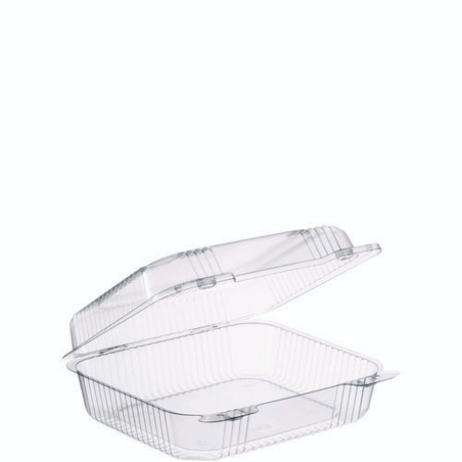 Picture of StayLock Clear Hinged Lid Containers, 7.8 x 8.3 x 3, Clear, Plastic, 125/Bag, 2 Bags/Carton