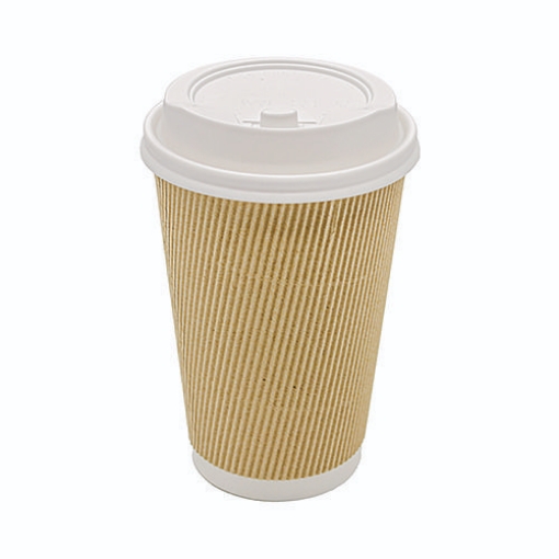 Picture of Ripple Hot Cups, 16 oz, Kraft/White, 500/Carton