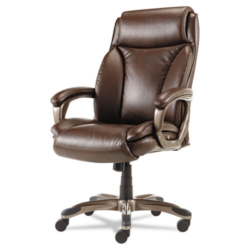 Picture of Alera Veon Series Executive High-Back Bonded Leather Chair, Supports Up To 275 Lb, Brown Seat/back, Bronze Base